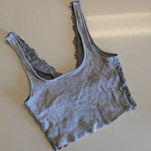Aerie | Size XS | Gray Ribbed Crop Top with Lace Back